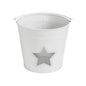 Metal Bucket w/ Star Cutout White 6x6.5x5