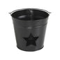 Metal Bucket w/ Star Cutout Black 6x6.5x5