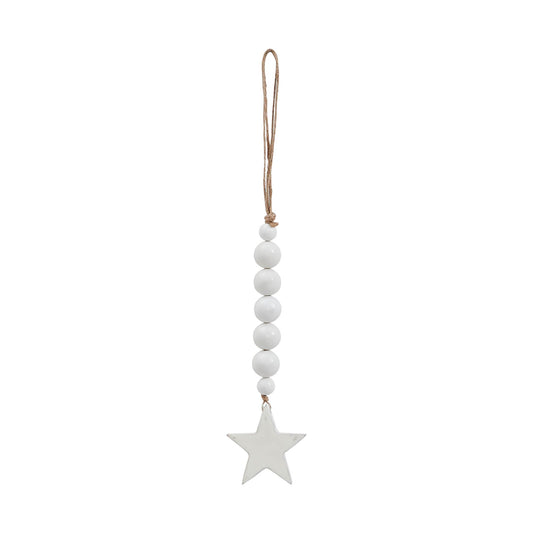 White Beads & Star Ornament 6x2