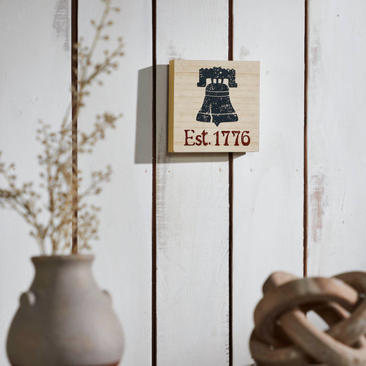 My Country Blue Liberty Bell Est 1776 MDF Block Sign 6x6x1
