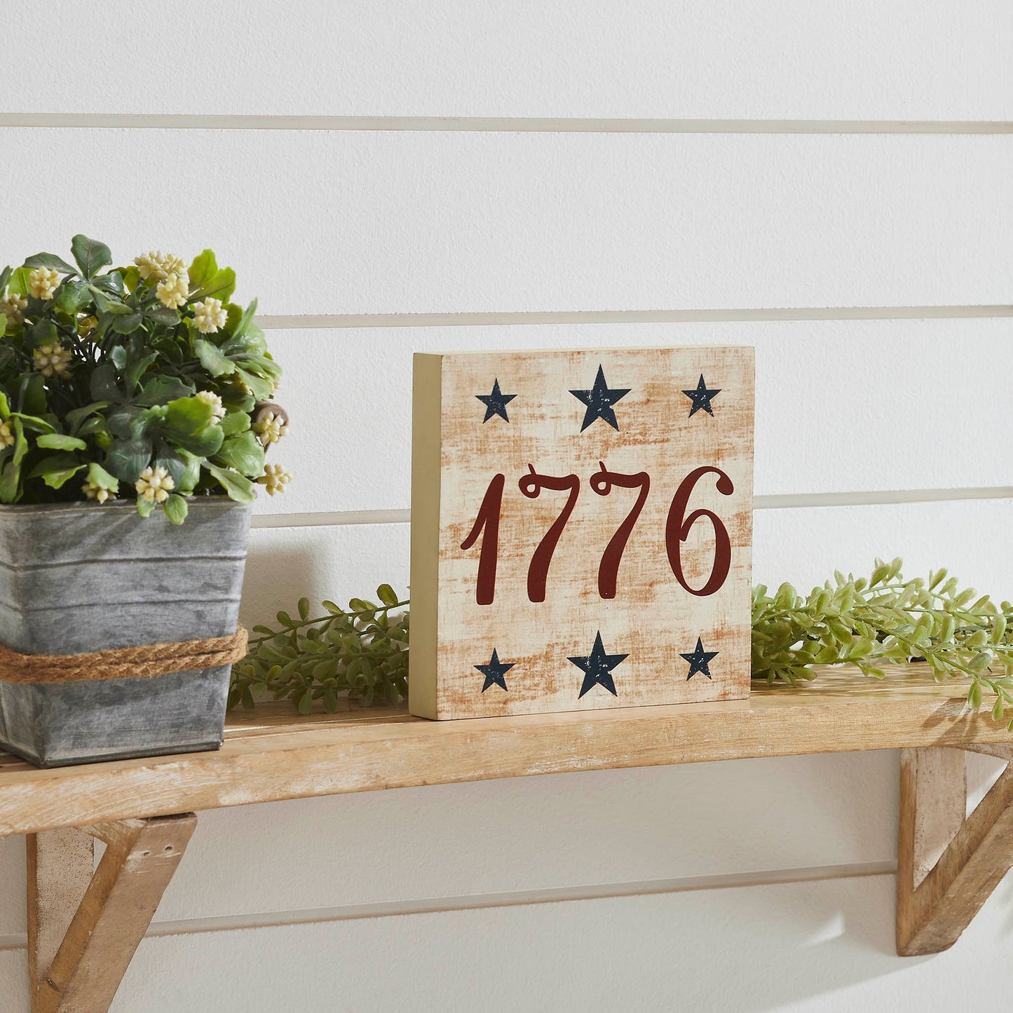 My Country 1776 w/ Blue Stars MDF Block Sign