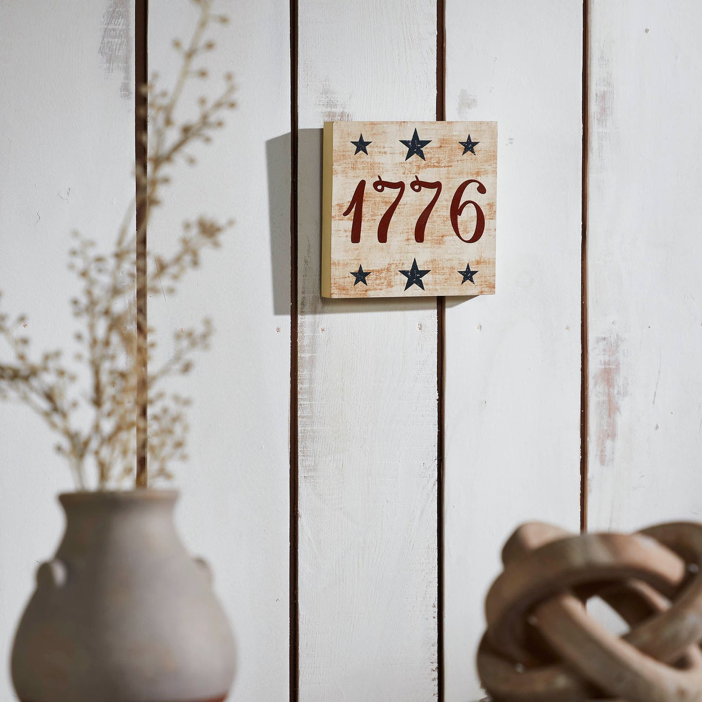 My Country 1776 w/ Blue Stars MDF Block Sign 6x6x1