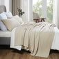 Natural King Blanket 90x108 - 100% Cotton Waffle Weave for Bed, Couch & Sofa - Lightweight Farmhouse Bedroom & Living Room Decor