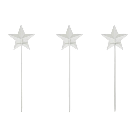 Painted Metal American Flag Theme Star on Pick Set of 3 12x3.5