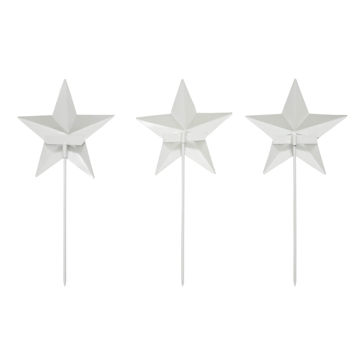 Painted Metal American Flag Theme Star on Pick Set of 3 12x5.5