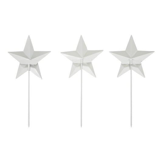 Painted Metal American Flag Theme Star on Pick Set of 3 12x5.5