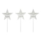 Painted Metal American Flag Theme Star on Pick Set of 3 12x5.5