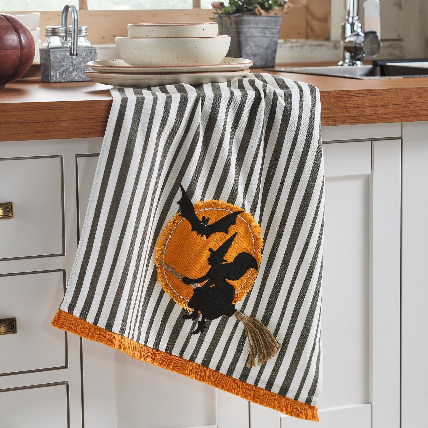 Witching Hour Spooky Halloween Kitchen & Dish Towel, 19x28 Decorative Cotton Towel