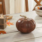 Heirloom Rustic Wooden Pumpkin Decor Chestnut Solid Wood Handcrafted Fall Autumn Harvest Tabletop Accent 6.5x7x7 Inches