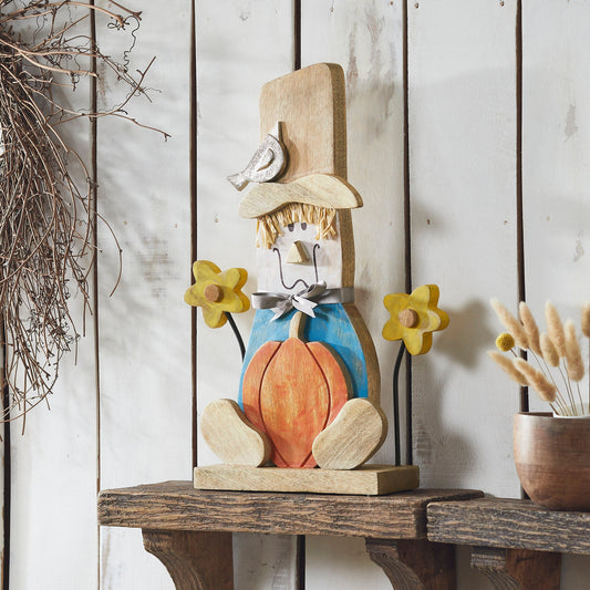 Whimsical Wooden Scarecrow Fall Outdoor Decor for Garden & Porch Rustic Hand Painted Harvest Home Accent H
