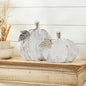 Farmhouse White Wash Wooden Pumpkin Set (2Piece, 7 & 9 inches) Rustic Autumn Fall Harvest Home Decor