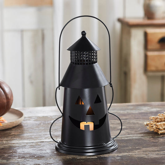 Black Halloween Spooky Decorative Metal Lantern Tealight & Votive Candle Holder Indoor Tabletop Accent Decor Tall