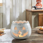 Antique White Jack O Lantern Candle Holder Halloween Fall Decor Centerpiece 6.25x7.5x7.5 Inch Spooky Tabletop Accent