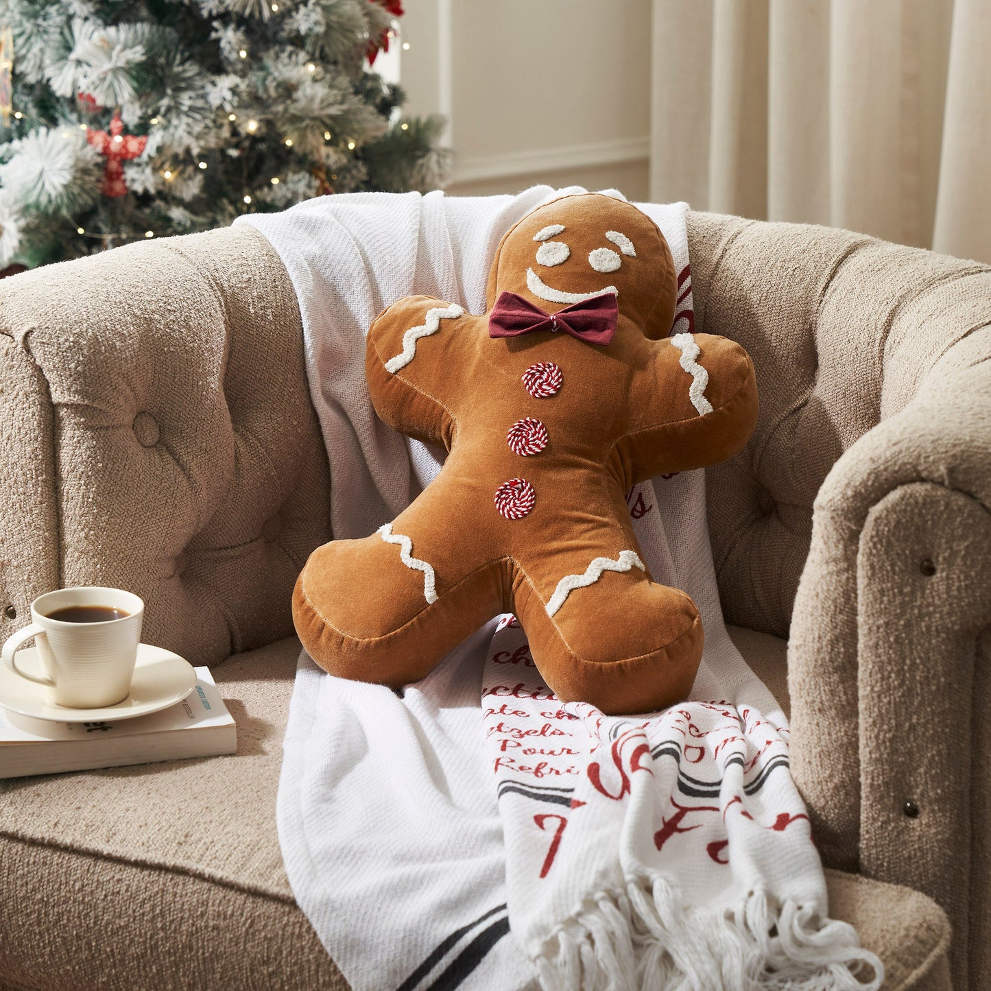 Mr. Gingerbread Appliqued Pillow