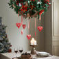 Floral Eyelet Heart Metal Ornament Set of 6 - 4 inch