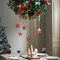Falling Snow Red Star Metal Ornament Set of 6 - 4 inch