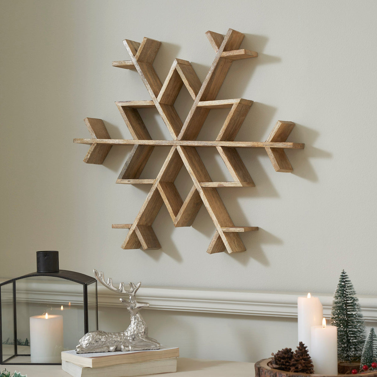 Natural Wooden Snowflake Large