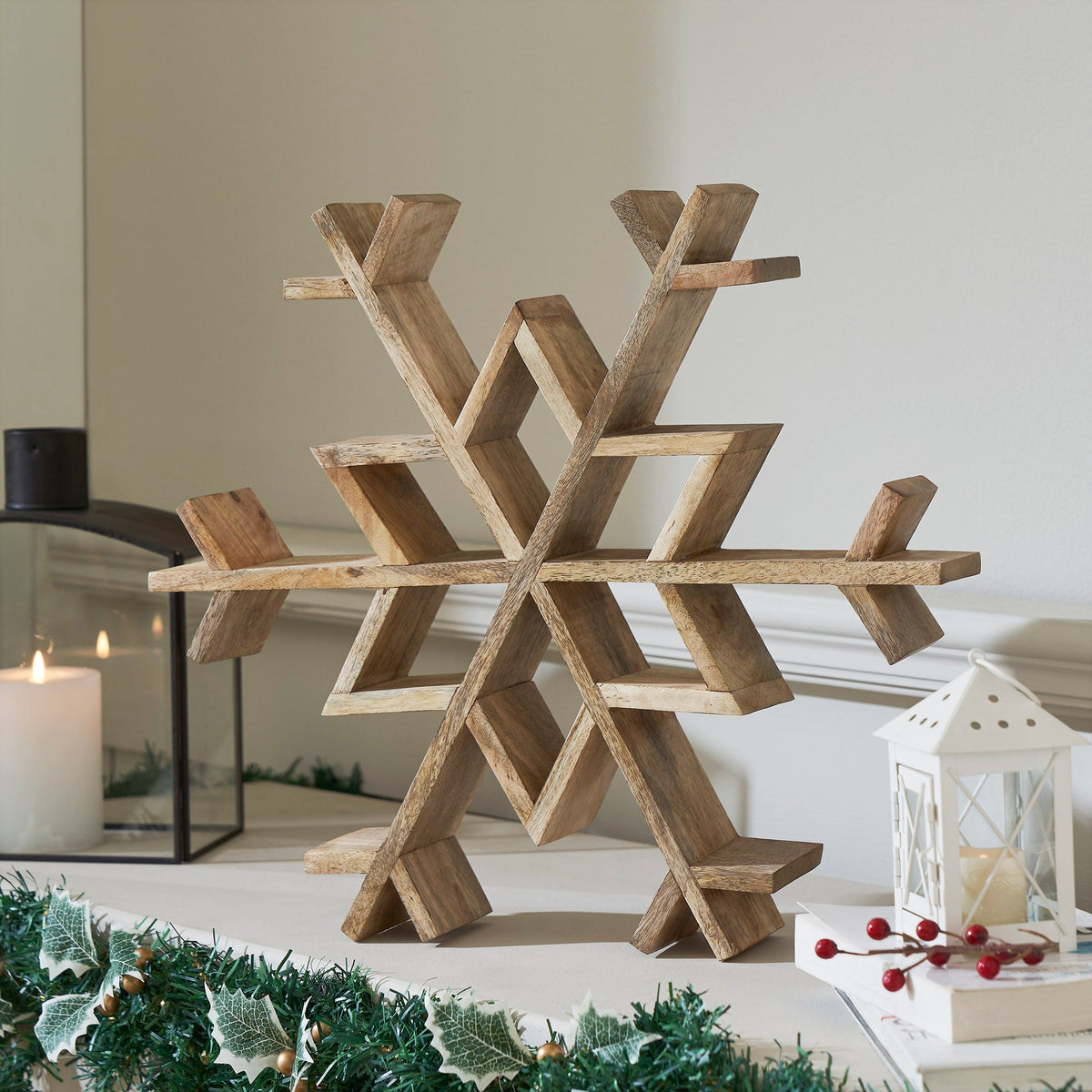 Natural Wooden Snowflake Small