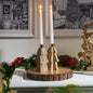 Tree Natural Wooden Taper Candle Holder Set of 2 - 6x3x3