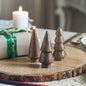 Conical Dark Wooden Tree Set of 3 - 3.25x1.25x1.25