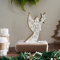 White Washed Peace Natural Wooden Angel 8x5.25x1