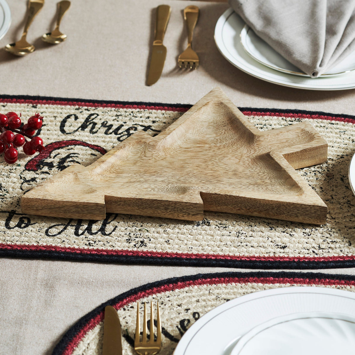 Tree-Shaped Natural Wooden Decorative Tray