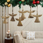 Antique Gold Metal Angel Ornament Set of 6 - 6.5 inch