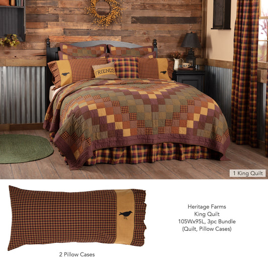 Heritage Farms King Quilt 105Wx95L 3pc Bundle (Quilt, Pillow Cases)