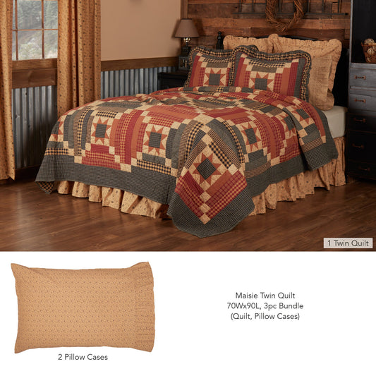 Maisie Twin Quilt 70Wx90L 3pc Bundle (Quilt, Pillow Cases)