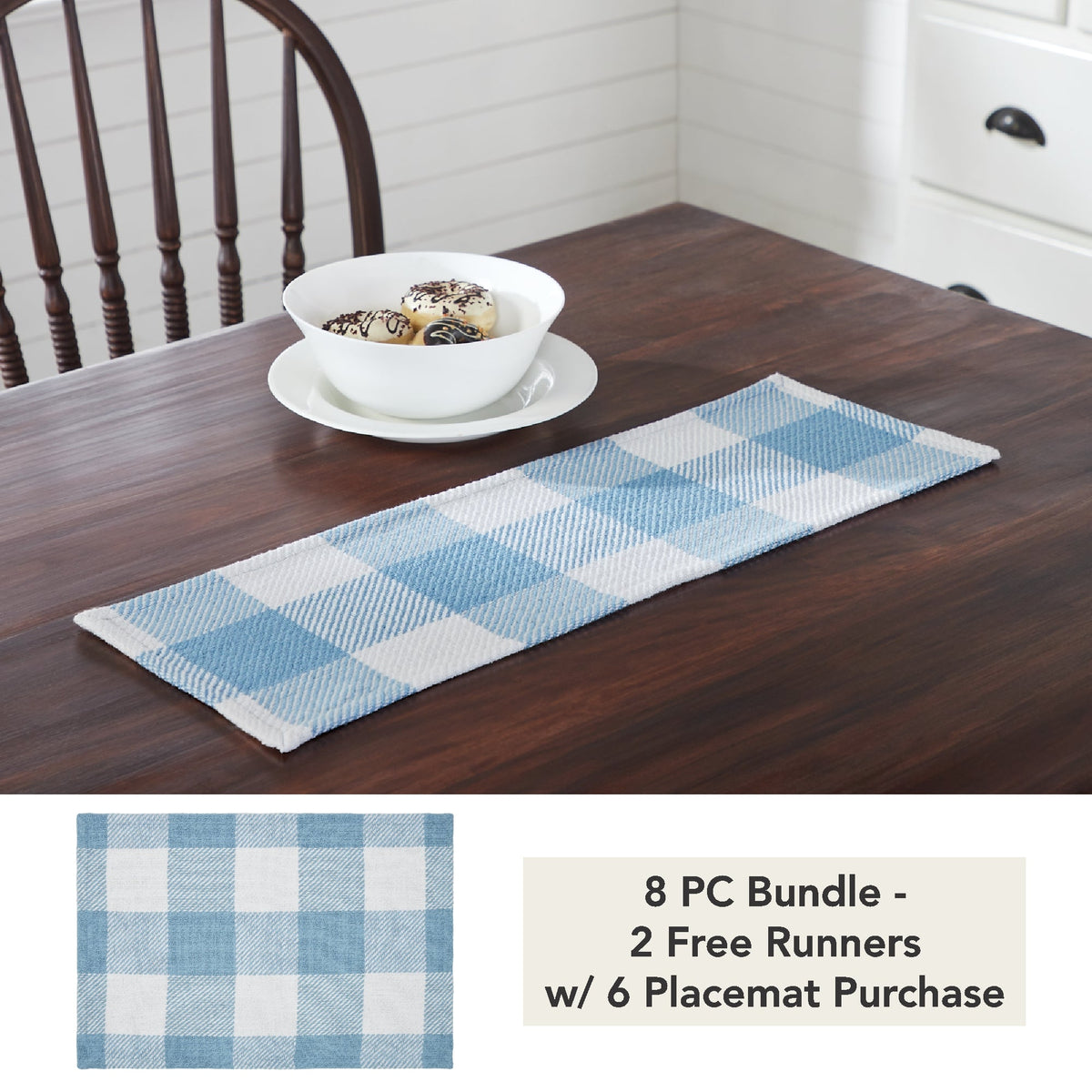 Annie Buffalo Check Blue Runner (8 PC Bundle)