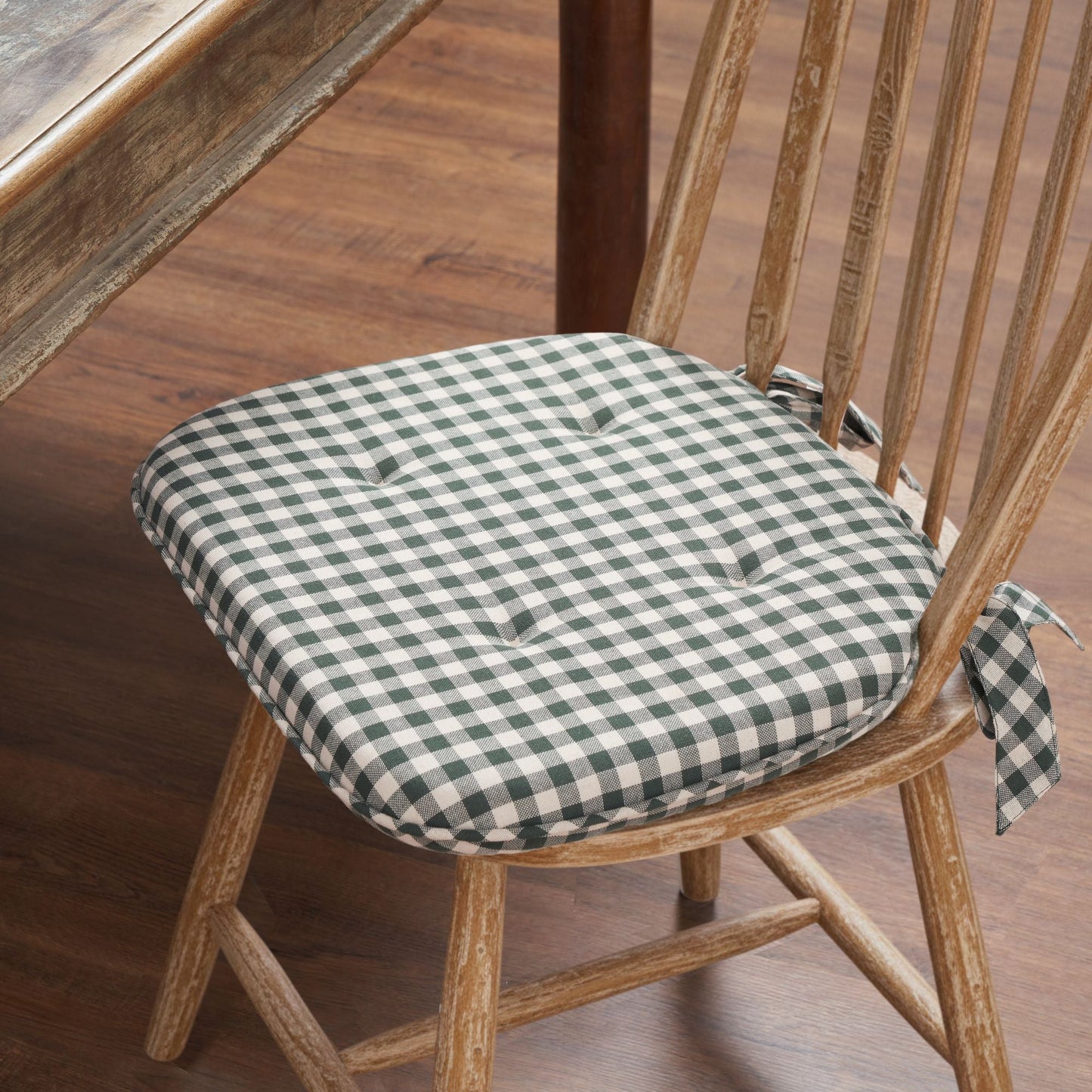 Deep Moss Green Gingham Cotton Chair Pad