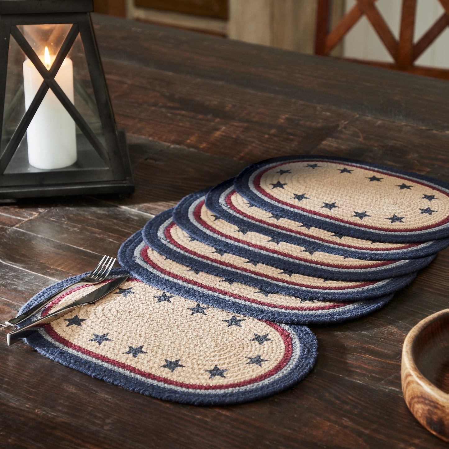 My Country Oval Placemat Stencil Stars Set of 6