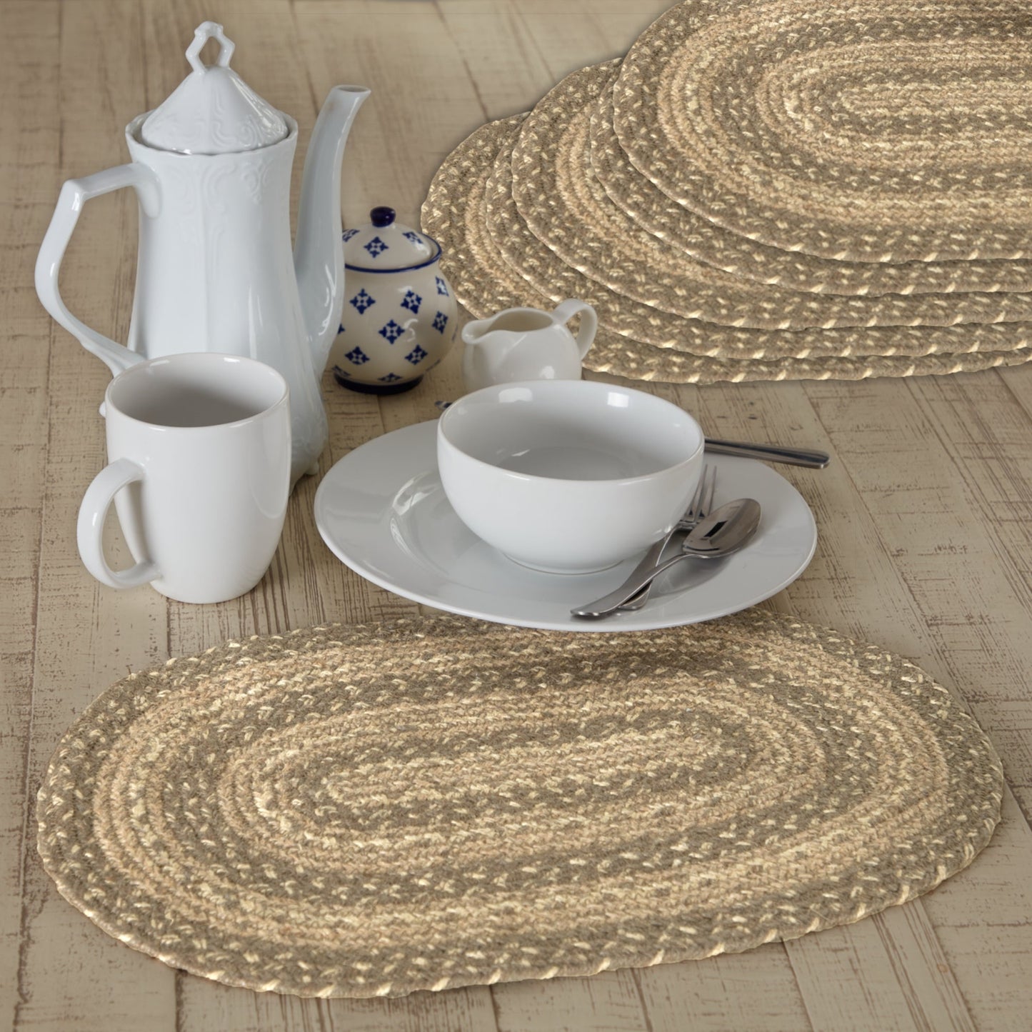 Cobblestone Jute Oval Placemat Set of 6 12x18