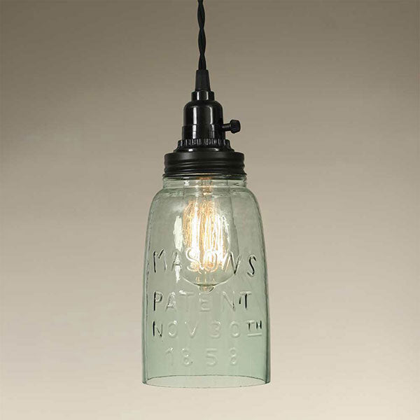 Half Gallon Open Bottom Mason Jar Pendant Lamp - Recycled Glass
