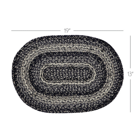 Sawyer Mill Black White Jute Oval Placemat 13x19