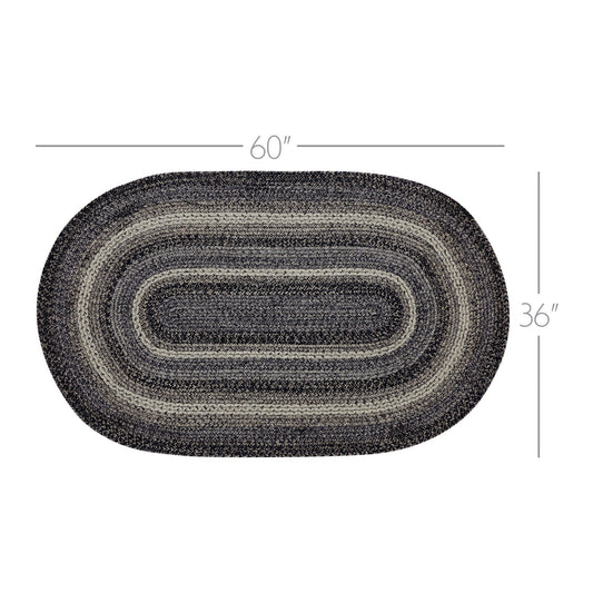 Sawyer Mill Black White Jute Rug Oval w/ Pad 36x60