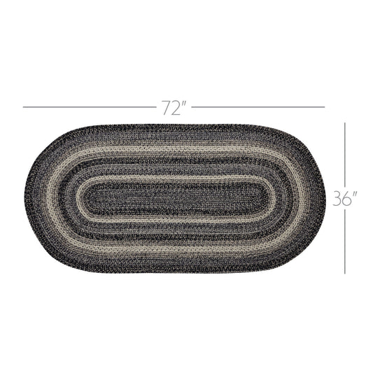 Sawyer Mill Black White Jute Rug Oval w/ Pad 36x72