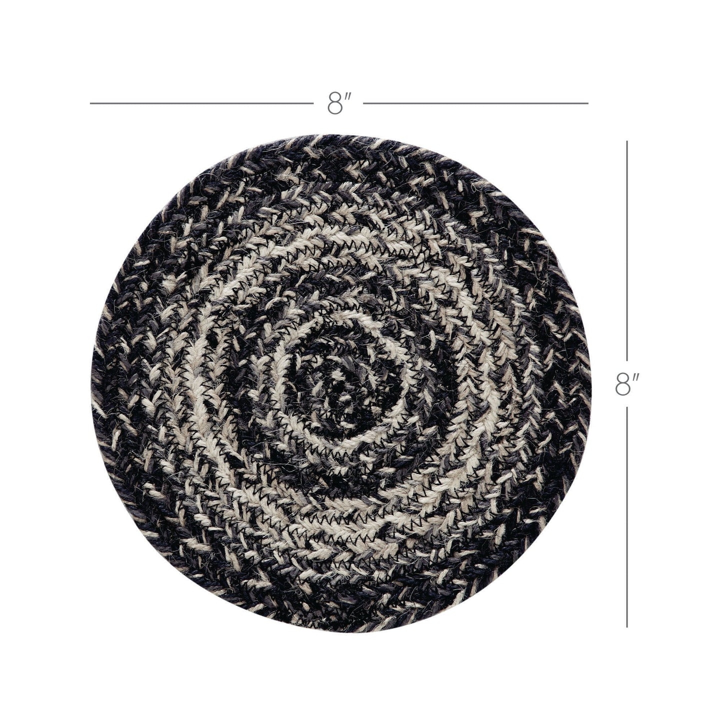 Sawyer Mill Black White Jute Trivet 8 inch Diameter Set of 3