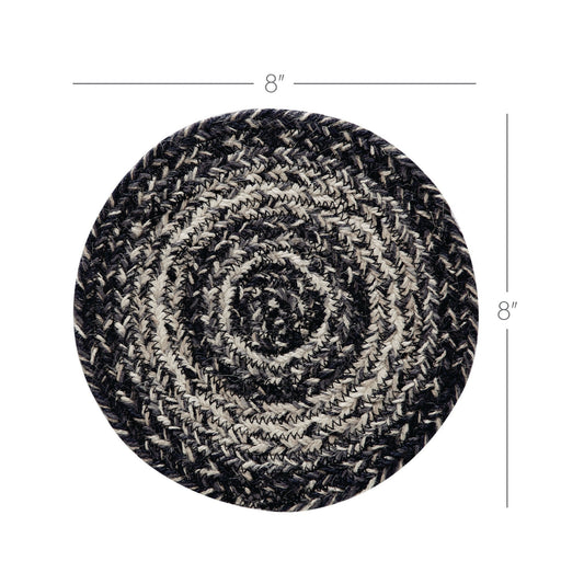 Sawyer Mill Black White Jute Trivet 8 inch Diameter Set of 3