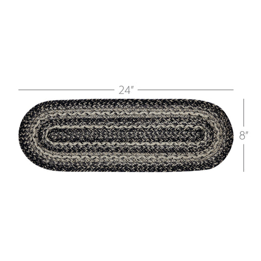 Sawyer Mill Black White Jute Oval Runner 8x24