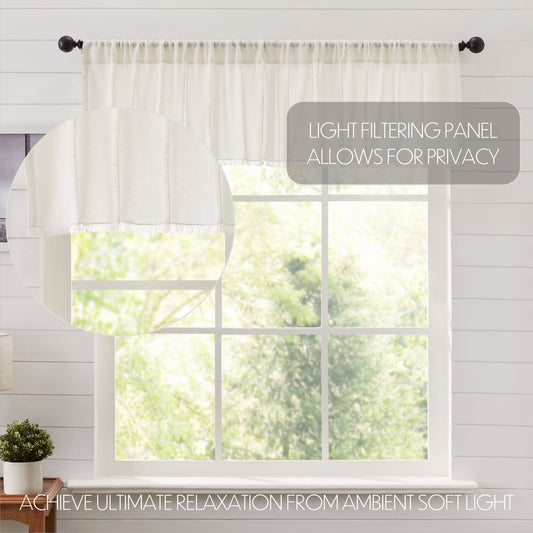 Tobacco Cloth Antique White Patchwork Valance 16x90